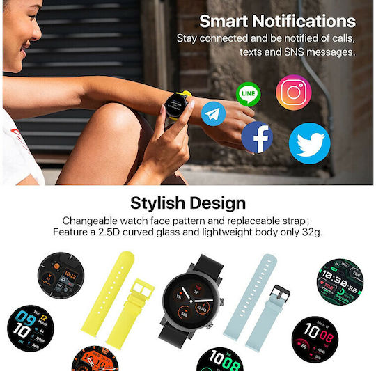Ticwatch E3 44mm Αδιάβροχο Smartwatch με Παλμογράφο (Panther Black)