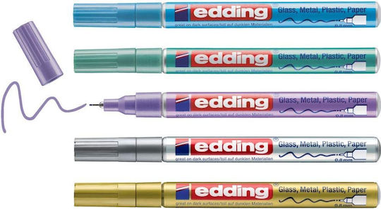 Edding Gloss Paint Marker Перманентни Маркери 0.8мм Розов 5бр