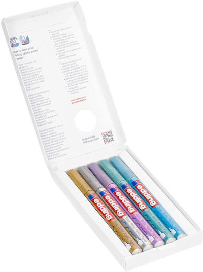 Edding Gloss Paint Marker Перманентни Маркери 0.8мм Розов 5бр
