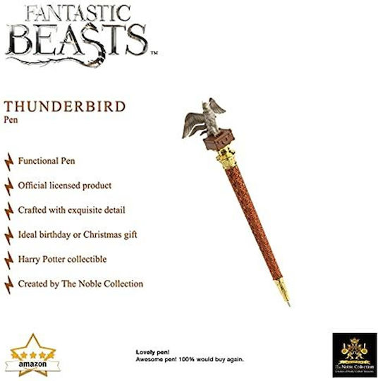 The Noble Collection Fantastic Beasts Химикалка Химикалка Кафяв с Син Мастило Thunderbird