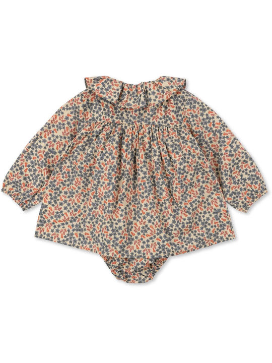 100% cotton Camellia Champ Bleu 3M-3Y ruffle baby shorts with ruffle collar and floral print in 100% cotton Konges Slojd Champ Bleu 3M-3Y Konges Slojd