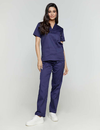 Velilla Unisex Σετ Ιατρικό Παντελόνι και Μπλούζα Navy Μπλε από Βαμβάκι και Πολυεστέρα