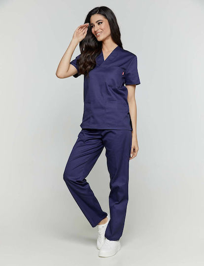 Velilla Unisex Σετ Ιατρικό Παντελόνι και Μπλούζα Navy Μπλε από Βαμβάκι και Πολυεστέρα