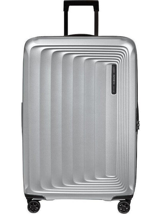 Samsonite NUON Valiză Mare De Călătorie Dură Argintie Cu 4 Roți Înălțime 75 Cm