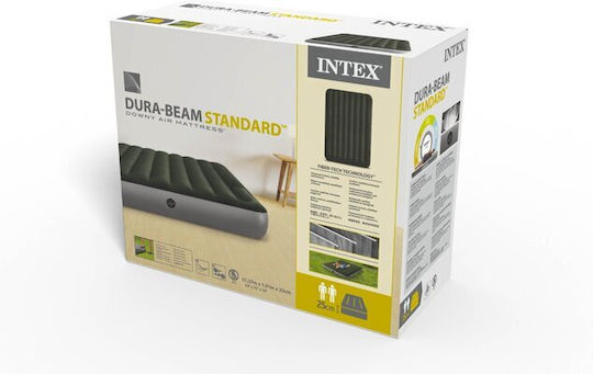 Intex Air Mattress Double with Integrated Pump Downy 191x137x25cm Gray