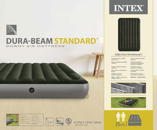 Intex Air Mattress Double with Integrated Pump Downy 191x137x25cm Gray