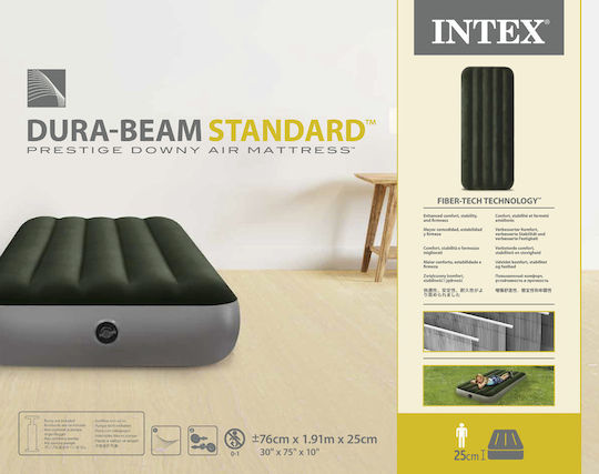 Intex Inflatable Sleeping Mattress Single Prestige Downy Single 191x76x25εκ.