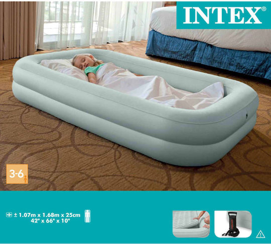 Intex Inflatable Sleeping Mattress with Hand Pump Kidz Travel Bed 168x107x25εκ. Green