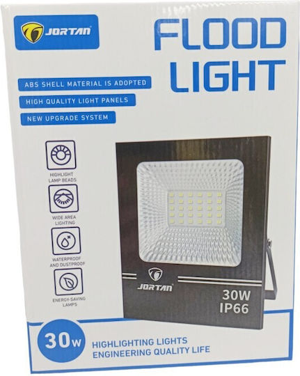 Jortan Jortan Στεγανός Προβολέας LED 30W Ψυχρό Λευκό 6500K IP66