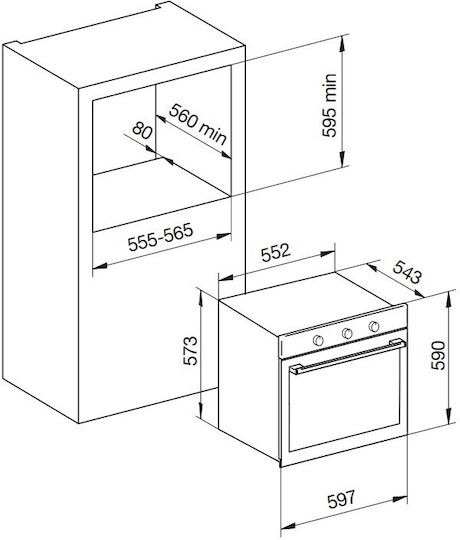 Glem-Gas Einbauofen 64Es B59cm.