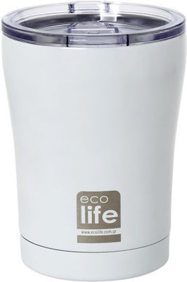 Ecolife Glass Thermos Stainless Steel BPA Free White 300ml with Mouthpiece