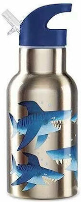 Crocodile Creek Kids Stainless Steel Thermos Water Bottle with Straw Blue 400ml