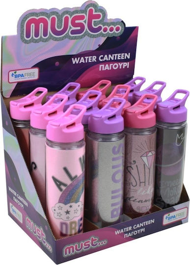 Must Team Kunststoff Kinder Trinkflasche mit Stroh Shine Like a Diamond 450ml