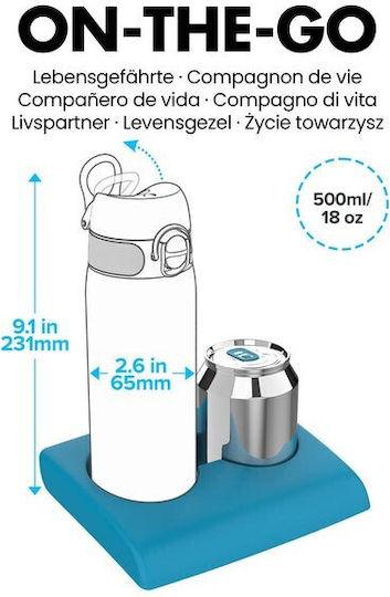 Ion8 Παιδικό Παγούρι Δεινόσαυρος Πλαστικό Non Spill Κίτρινο 600ml