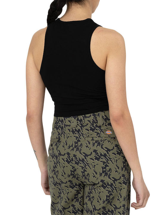 Dickies Powers Damen Sommerliches Crop Top Baumwolle Ärmellos Schwarz