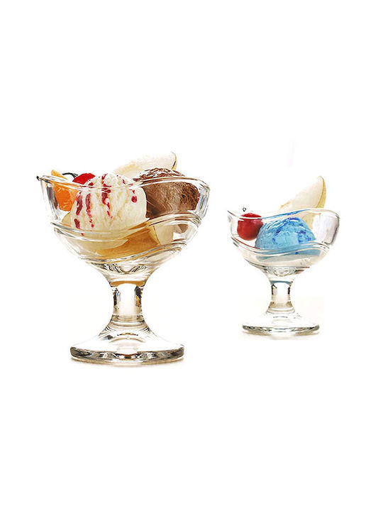 Homestyle Pollo Ice Cream Serving Bowl Round Glass Transparent with Diameter 12cm 4pcs