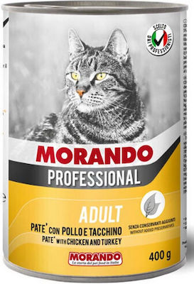 Morando Professional Nasses Katzenfutter für Katze in Dose mit Türkei und Huhn 400gr MO01265