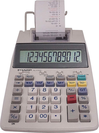 Sharp EL-1750V Калкулатор Ролка хартия за разписки 12 Цифри в Бял Цвят 1бр