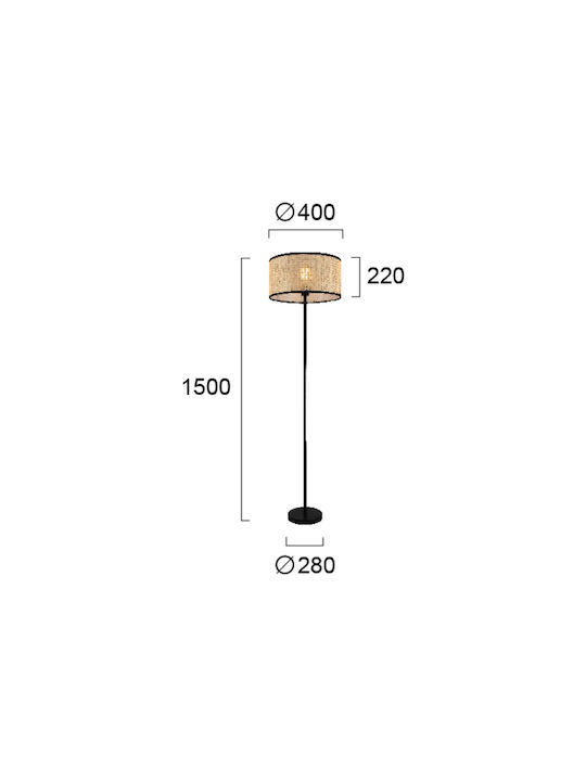 Viokef Gheisa Floor Lamp H150xW40cm. with Socket for Bulb E27 Beige