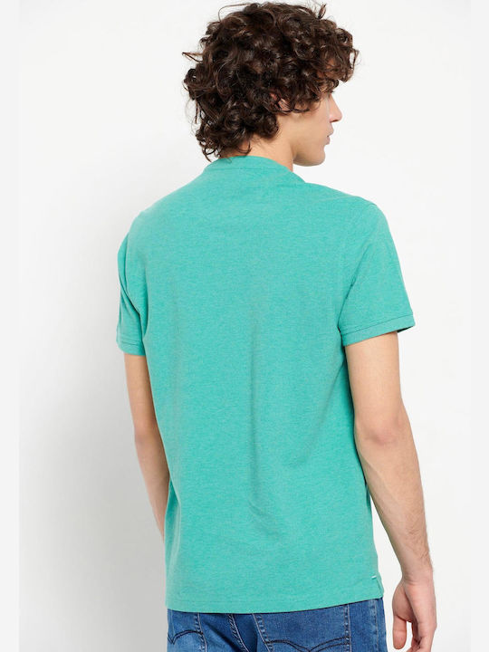 Funky Buddha FBM007-02111 Men's Short Sleeve Blouse with Buttons Men's blouse. Color: Pastel green.