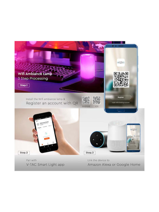 V-TAC WiFi Lustră Decorativă Negru