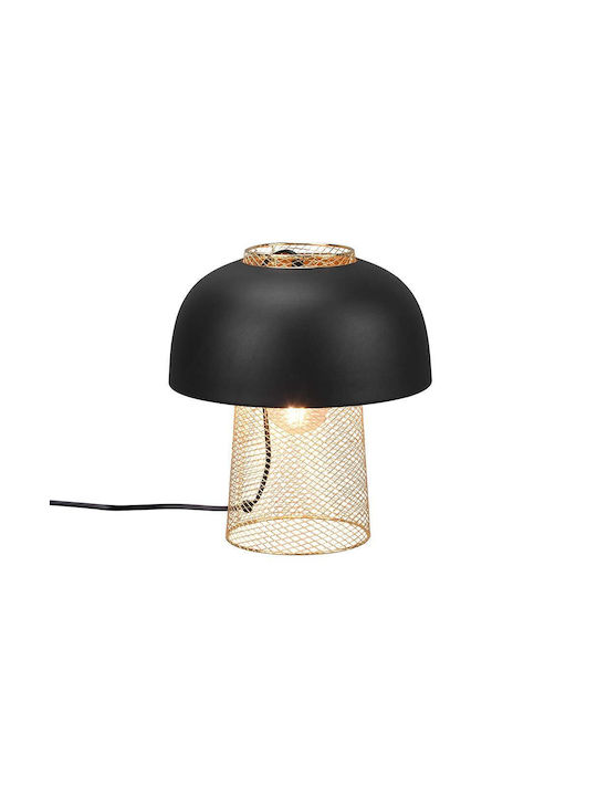 Trio Lighting Punch Metal Vintage Table Lamp for Socket E27 with Black Shade and Gold Base