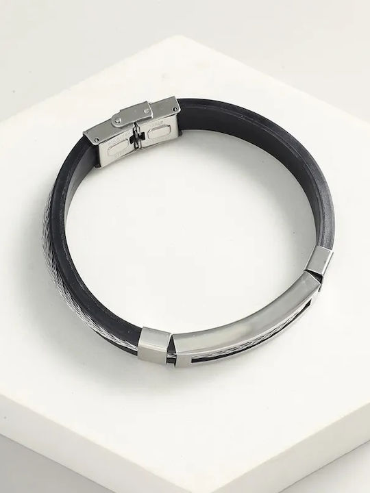 Spiral Stripe Rubber Bangle, ανδρικό βραχιόλι,  από λάστιχο και κράμα ορειχάλκου.