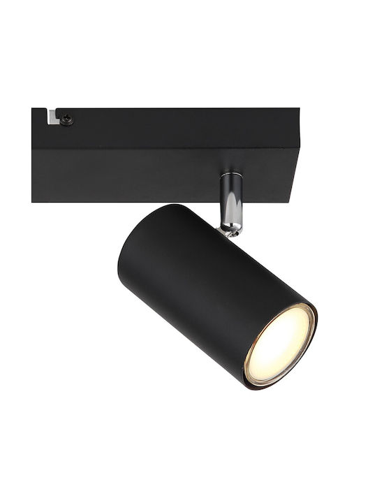 Globo Lighting Robby Διπλό Σποτ με Ντουί GU10 σε Μαύρο Χρώμα