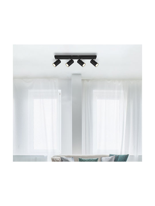 Globo Lighting Robby Spot with 4 Lights and with Socket GU10 in Black Color