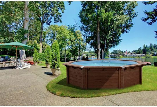 Interline Round Swimming Pool 29.98 Liters Wooden Beige