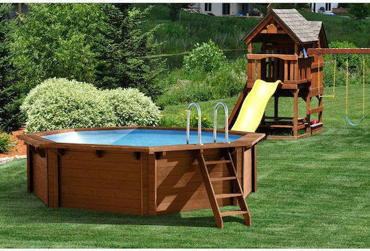 Interline Round Swimming Pool 29.98 Liters Wooden Beige