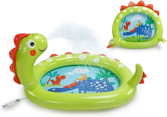 Intex Dinosaur Spray Children's Round Swimming Pool PVC 68L Inflatable 119x66cm Green