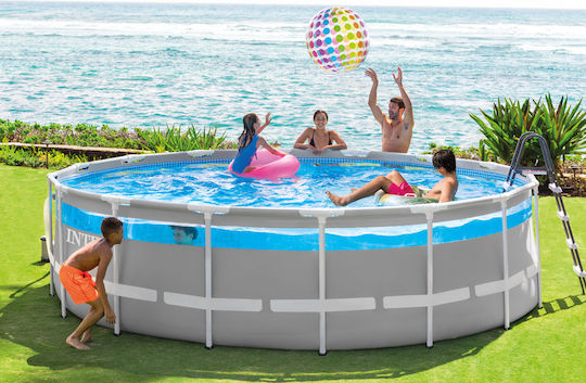 Intex Prism Frame Premium Clear View Piscină Rotundă 14.141lt Cu Cadru Metalic 488x122cm Gri