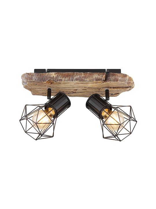 Globo Lighting Priska Doppel Spot mit Fassung E27 in Braun Farbe