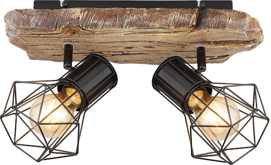 Globo Lighting Priska Double Spot with Socket E27 in Brown Color Globo Lighting Priska Double Spot with Socket E27 in Brown Color