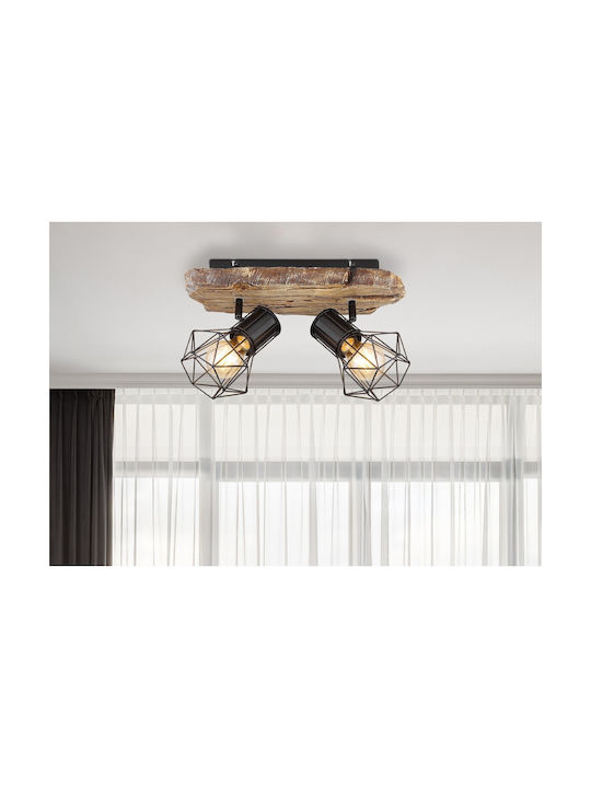 Globo Lighting Priska Doppel Spot mit Fassung E27 in Braun Farbe