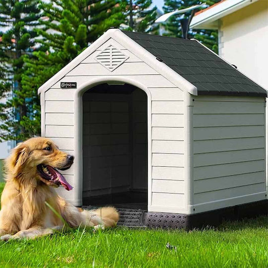 Vesta XXLarge Hundehaus Groß Kunststoff Außenbereich Weiß 123x110x114cm