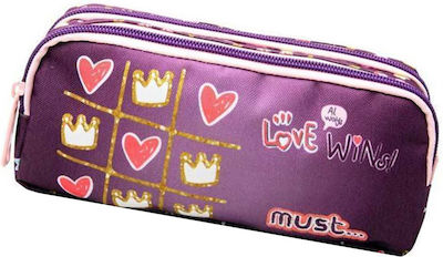 Must Love Wins Pencil Case Barrel with 2 Compartments Purple