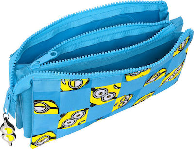 Fabric Pencil Case with 2 Compartments Blue