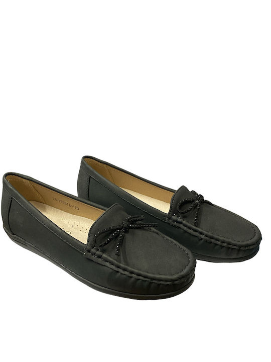 ANTRIN FRESIA-170 MOCCASIN FOR WOMEN WITH BOW BLACK