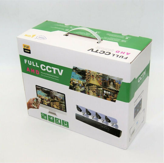 Surveillance System 4 Cameras Cameras Analog 1080p with Recorder