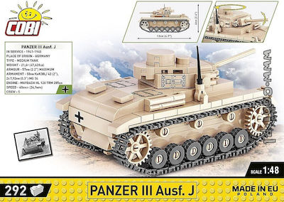 Cobi Panzer III Ausf. J Modellfigur Tank 292 Teile im Maßstab 1:48 mit Kleber und Farben COBI-2712