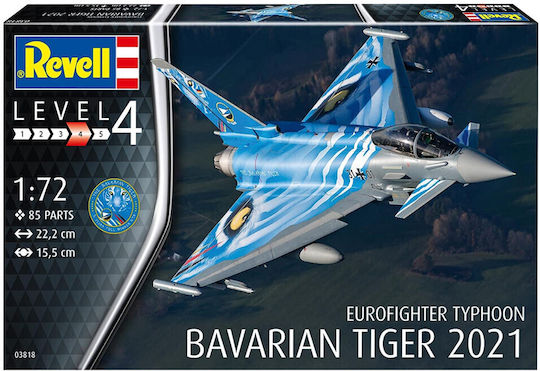 Revell Eurofighter Typhoon "The Bavarian Tiger 2021" Modeling Figure Airplane 85 Pieces in Scale 1:72 22.2x15.5cm.