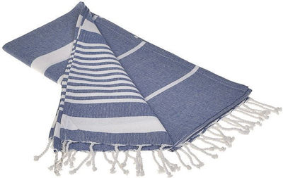 Inart Pestemal Beach Towel with Fringes Blue 180x90cm