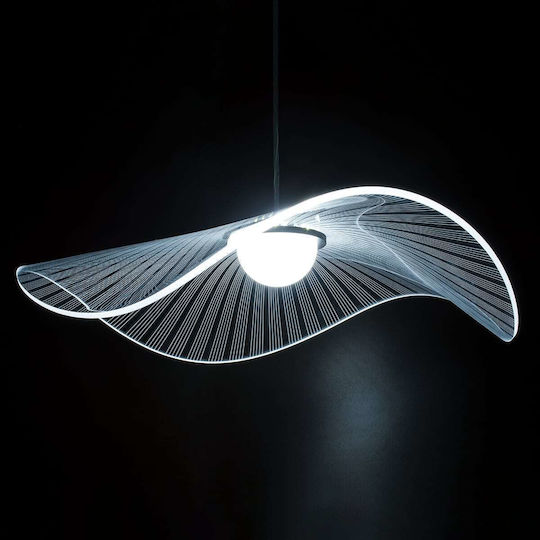 GloboStar Acrylica Висящо Таванно Осветително Тяло Черно LED с Регулируемо Бяло Светлина 66x66x15см