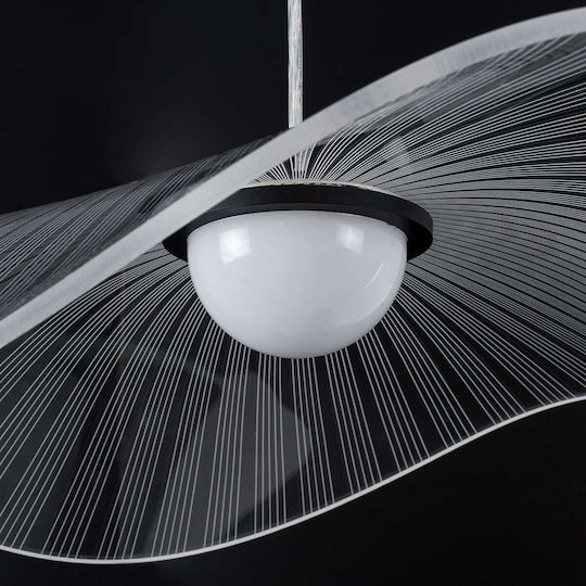 GloboStar Acrylica Висящо Таванно Осветително Тяло Черно LED с Регулируемо Бяло Светлина 66x66x15см
