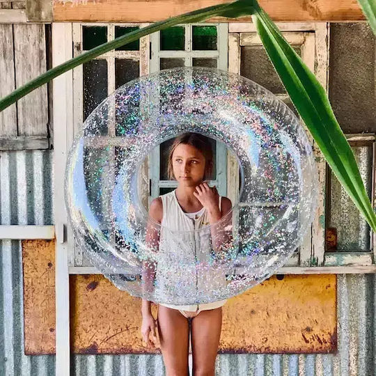 Sunnylife Glitter Copii Umbrelă umflabilă pentru piscină Argint cu sclipici 110cm