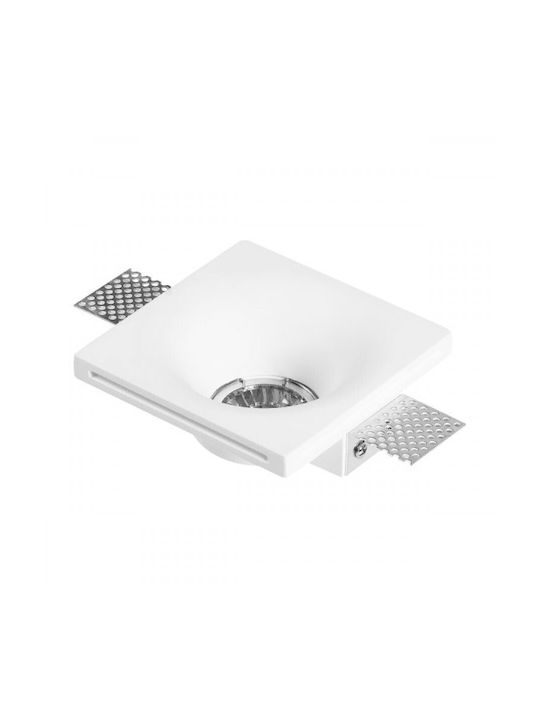 Spot Light Square Plaster Recessed Spot with Socket GU10 White 6.4x6.4cm.