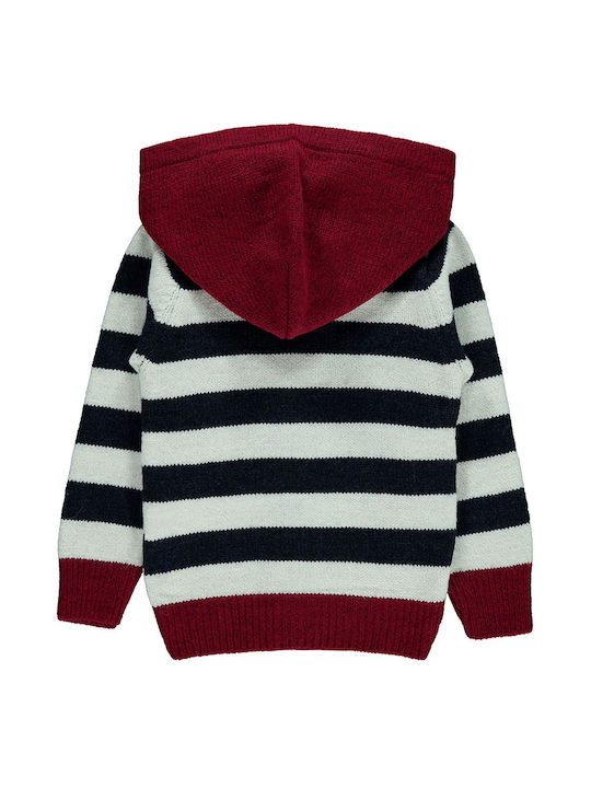 Children's blue-bordeaux cardigan for girls (2-6 years)