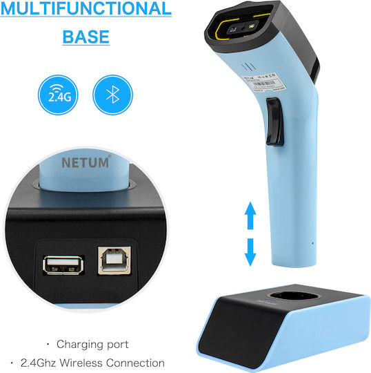 Netum Handheld Scanner Wireless with 2D and QR Barcode Reading Capability